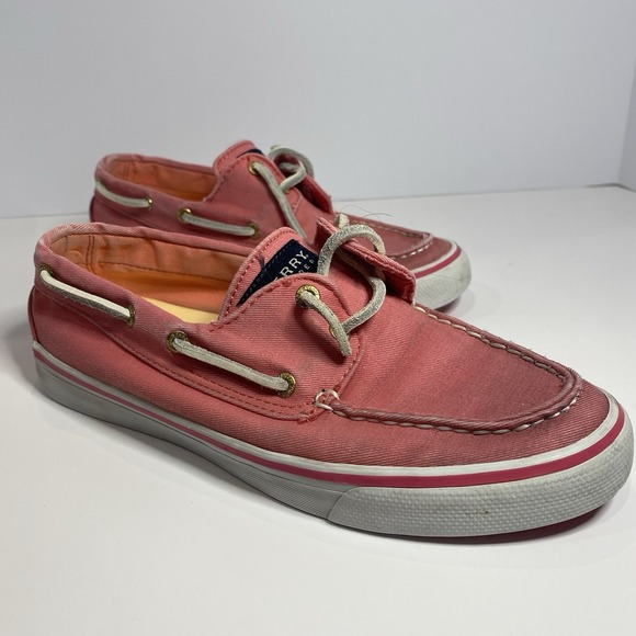Sperry Top-Sider Women's 7M Canvas Boat Shoes Pink Coral Slip-On Nautical Casual - Picture 3 of 11